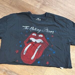 Hollister Black Rolling Stones Crop Top